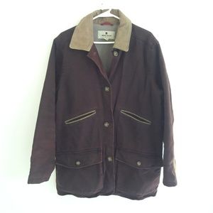 Vintage 90s Womens LARGE Woolrich Utility Barn Chore Coat Blanket Lined Maroon